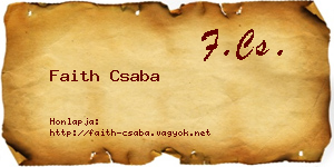 Faith Csaba névjegykártya